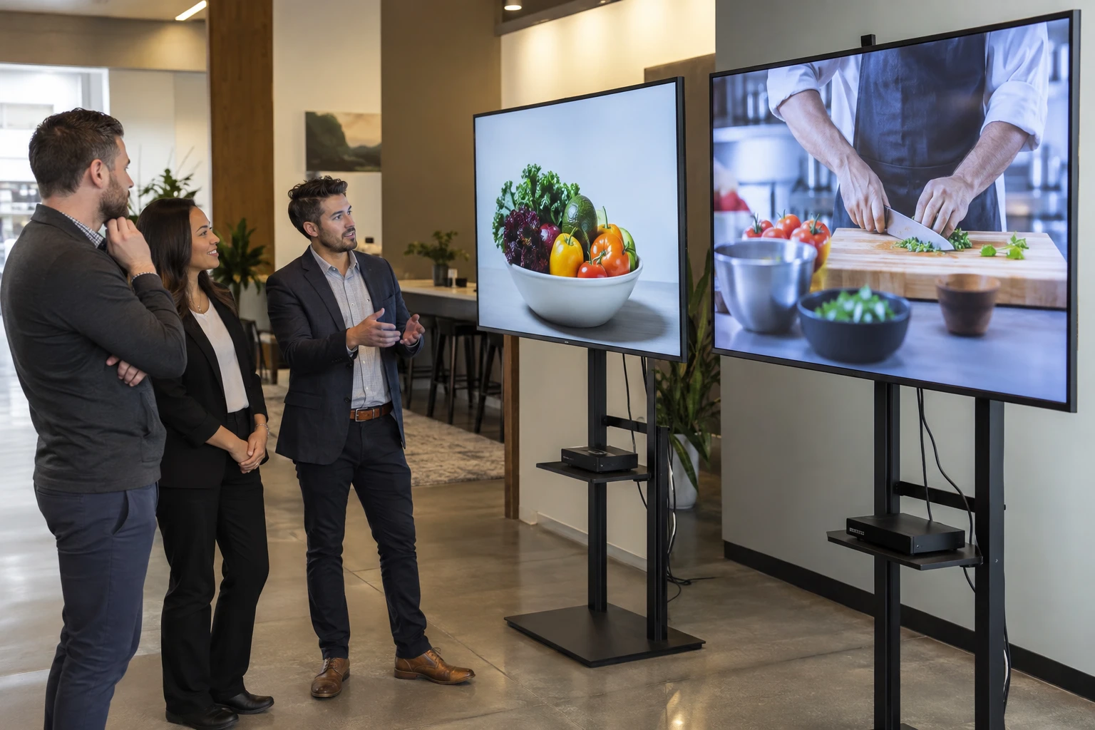 Player test station showing a product photograph and video preview