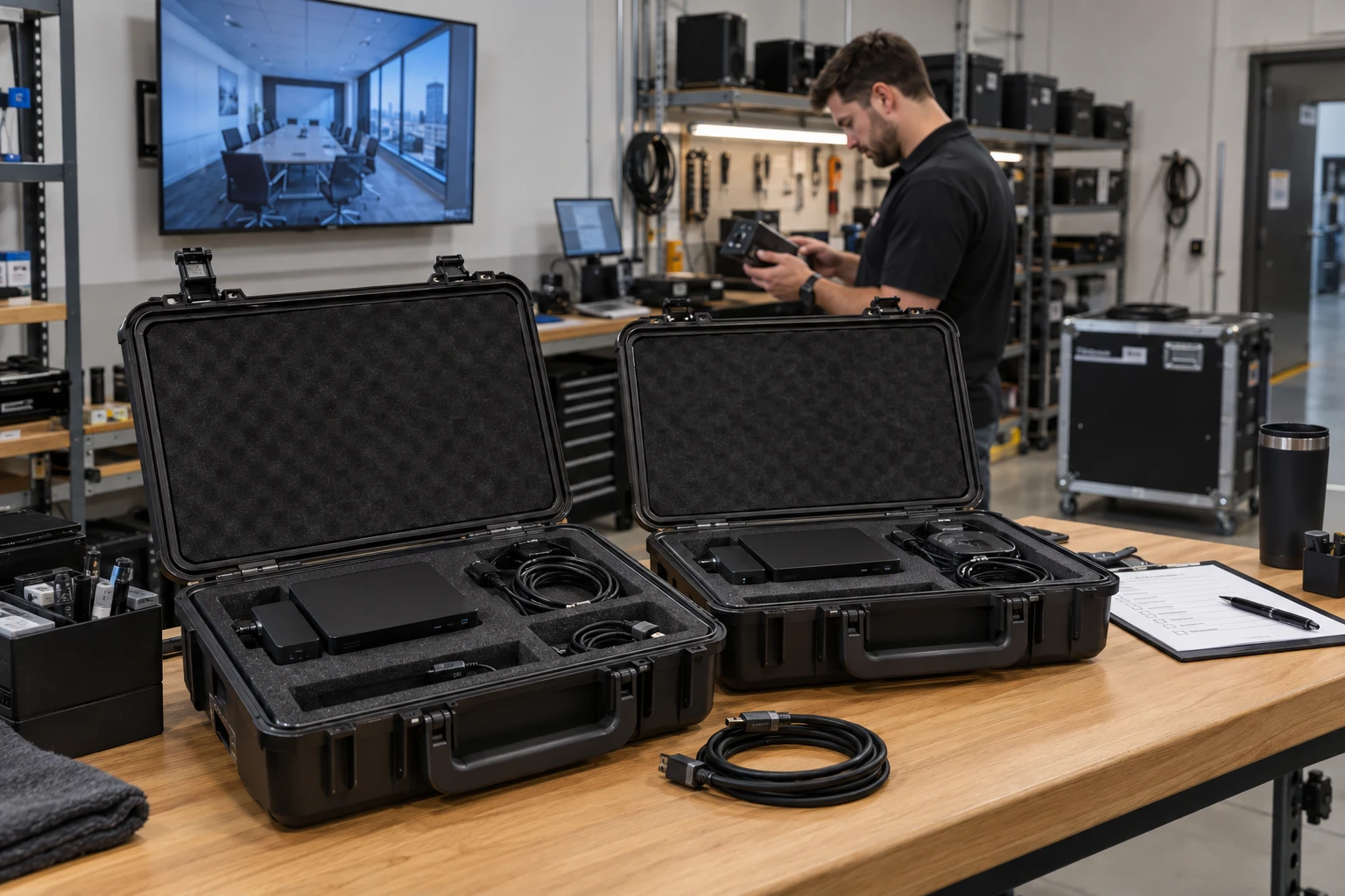 Standardized player and cable kits prepared for signage support visits