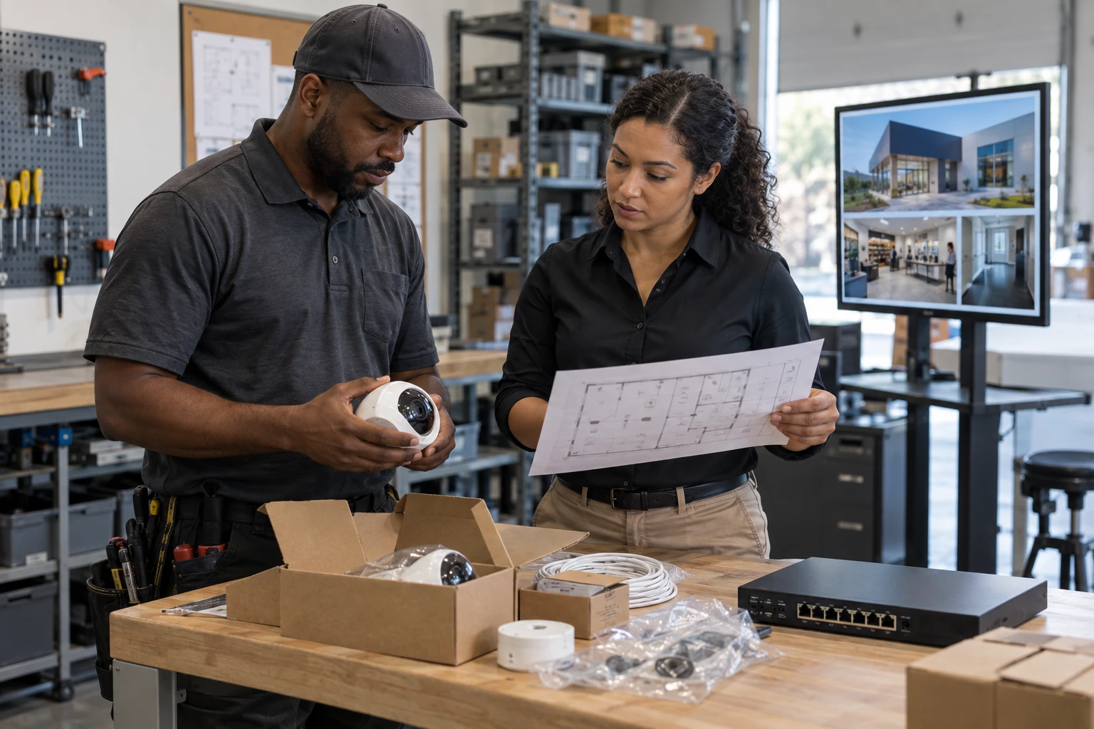 Integrator preparing customer signage equipment with a deployment coordinator