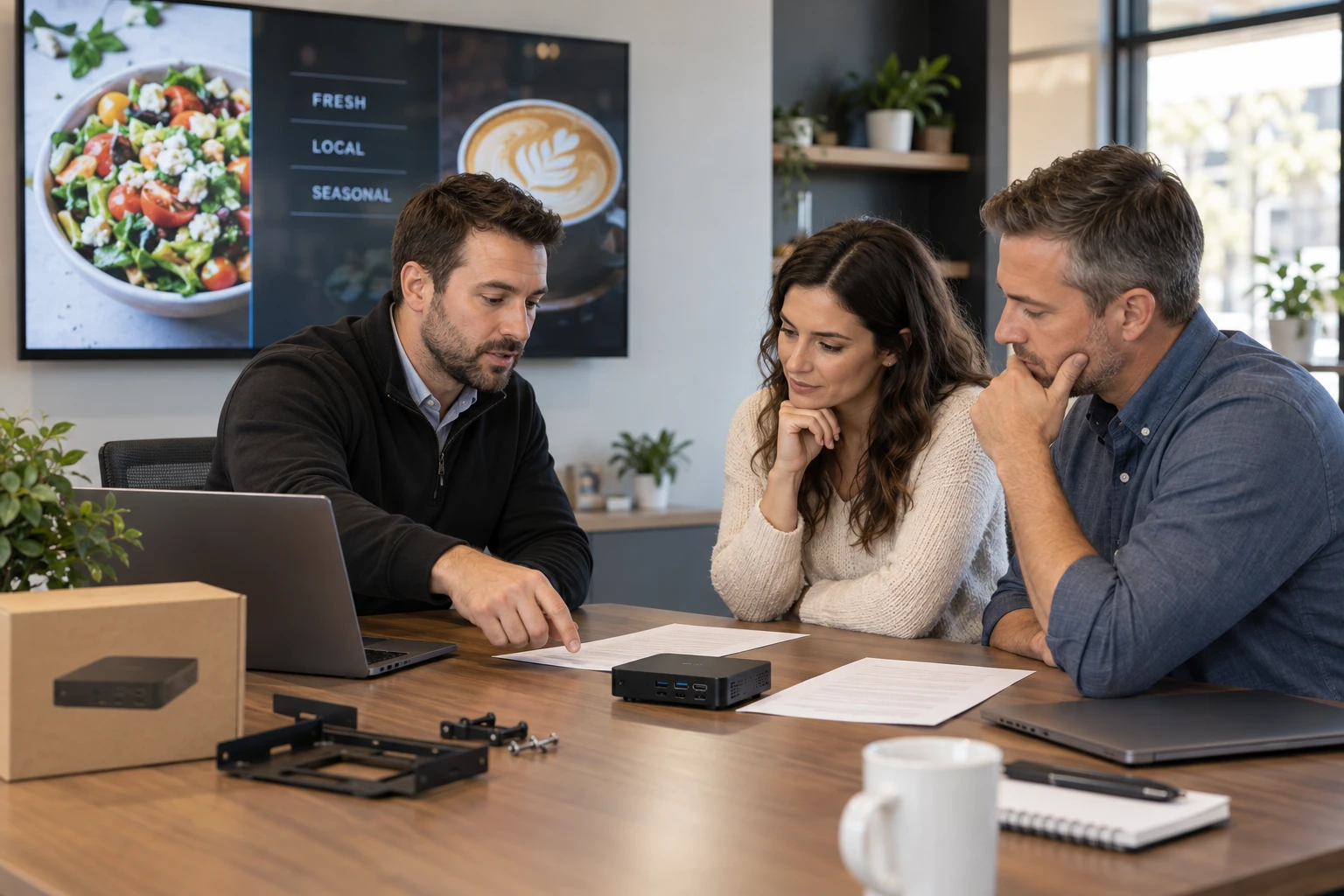 Provider and customer reviewing equipment responsibilities.