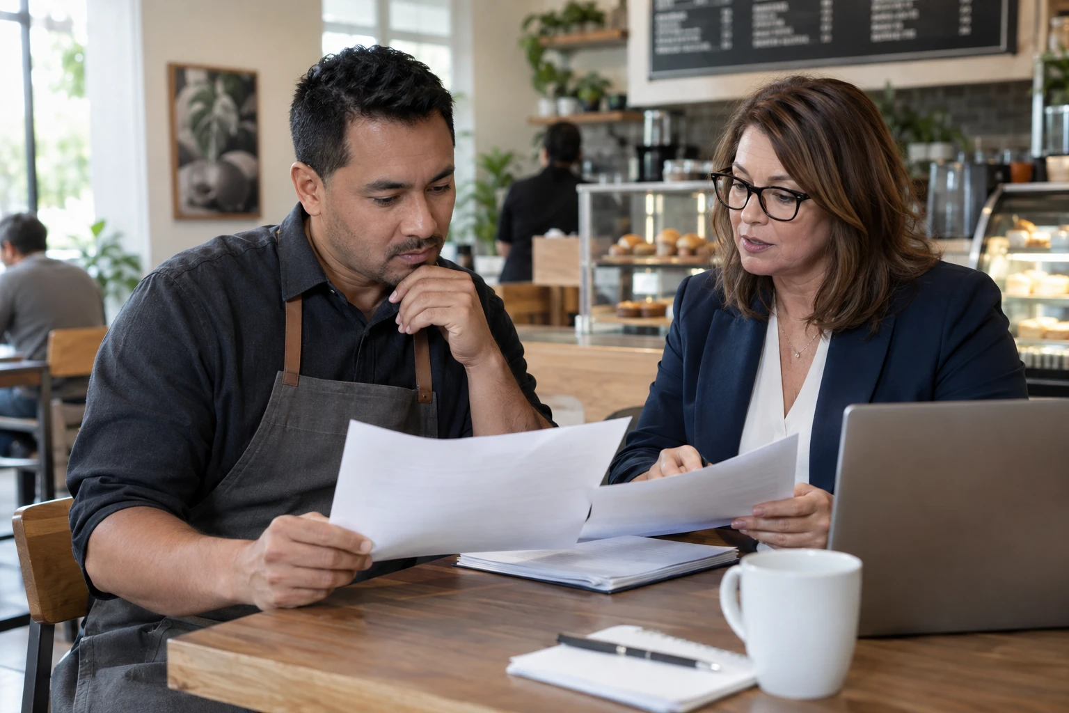 Owner and adviser reviewing partner responsibilities.