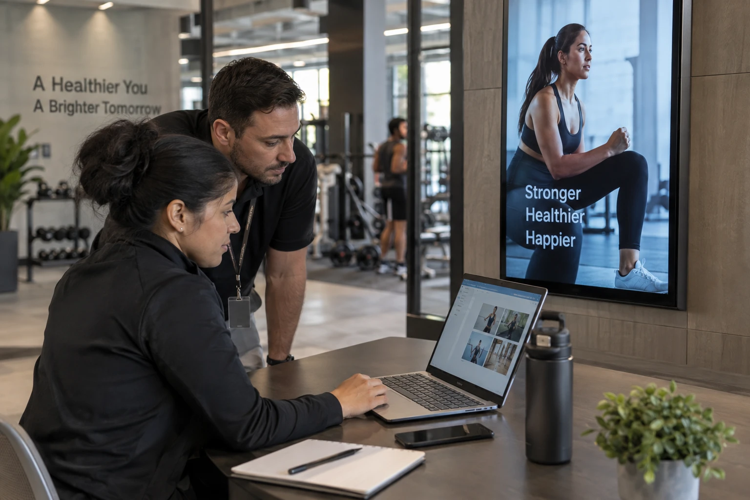 Colleagues testing a sample customer signage workflow.