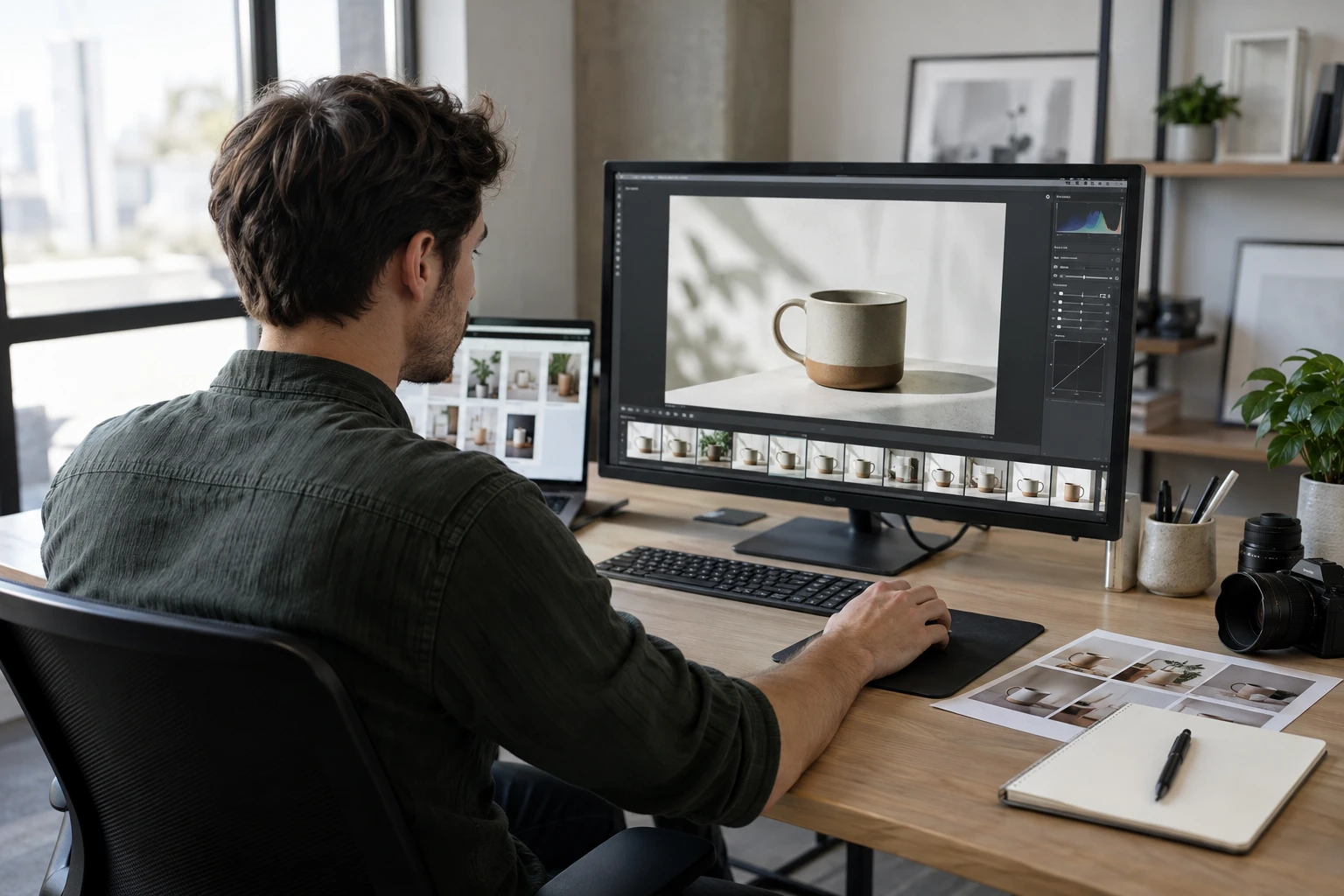 Editor preparing a small sequence of retail images for signage playback
