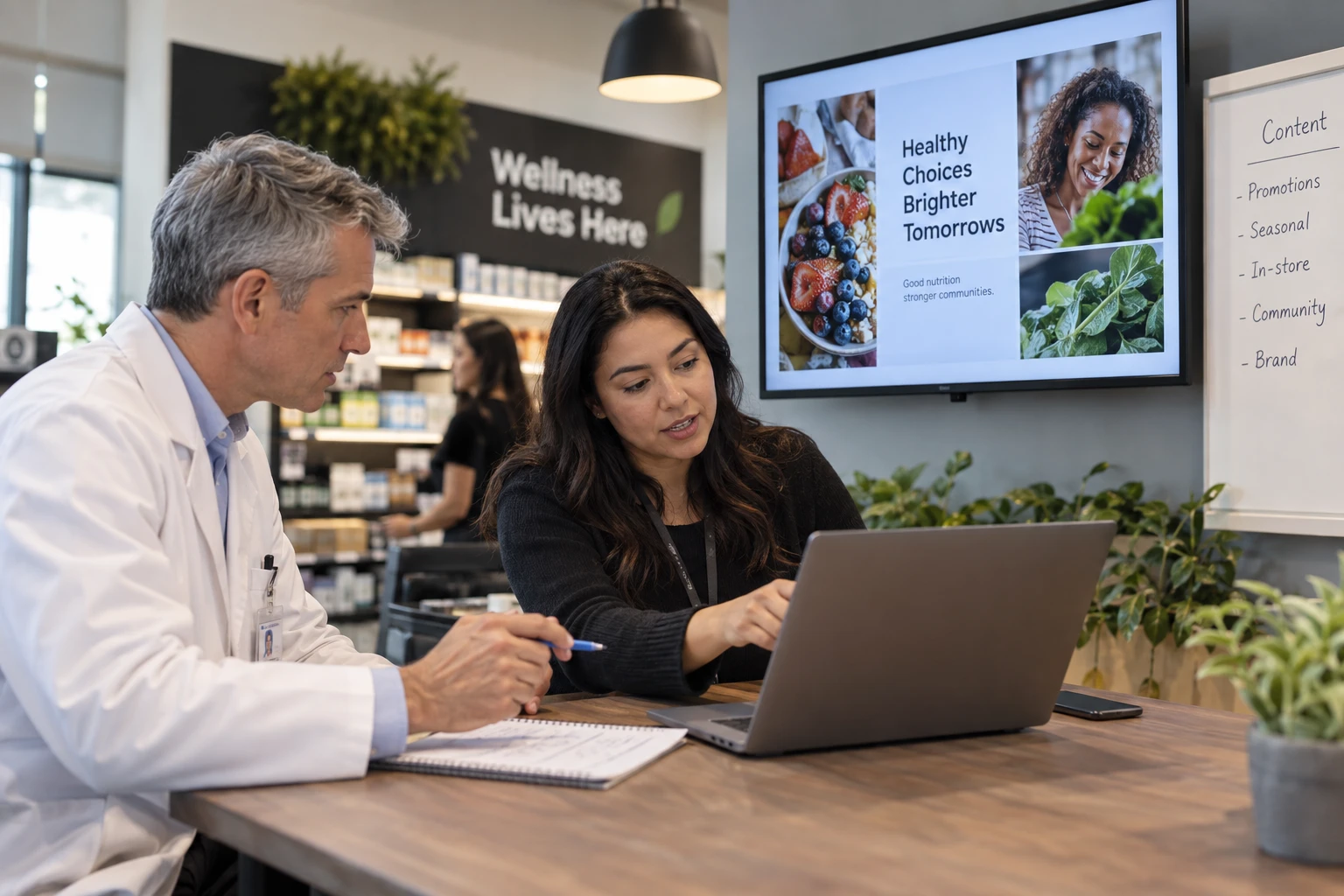Provider and employee discussing content responsibilities and access.