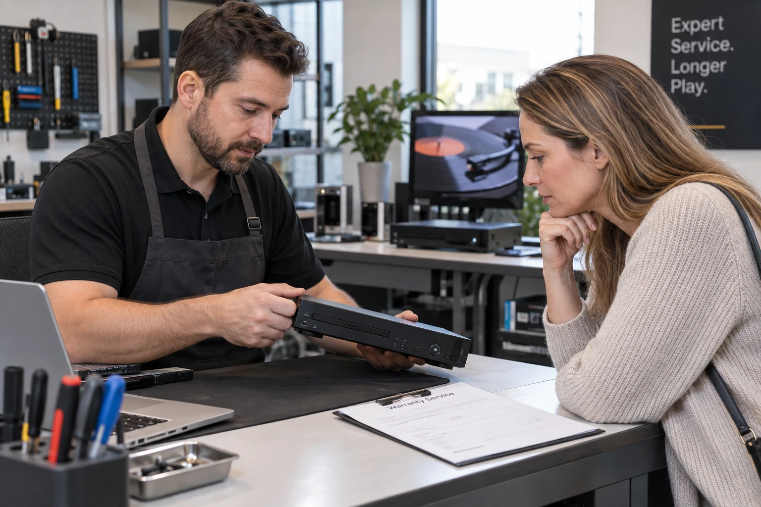 Provider and customer discussing media-player support responsibilities.