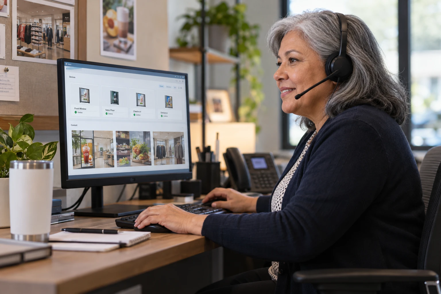 Provider remotely managing and supporting customer screens.