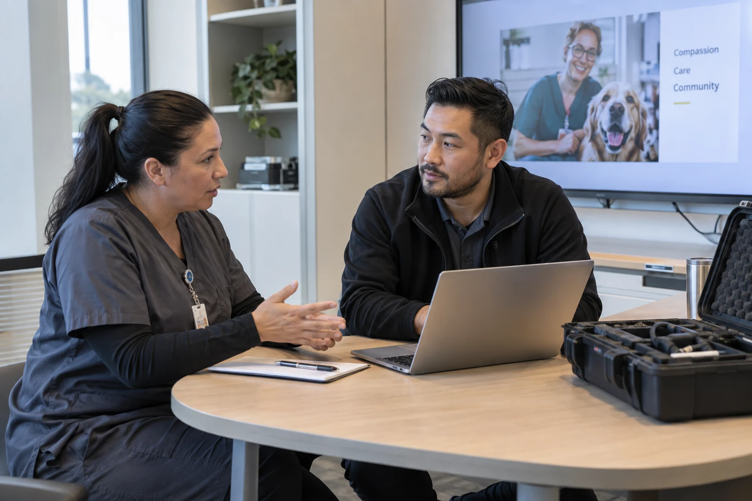 Provider discussing support responsibilities with a program contact.