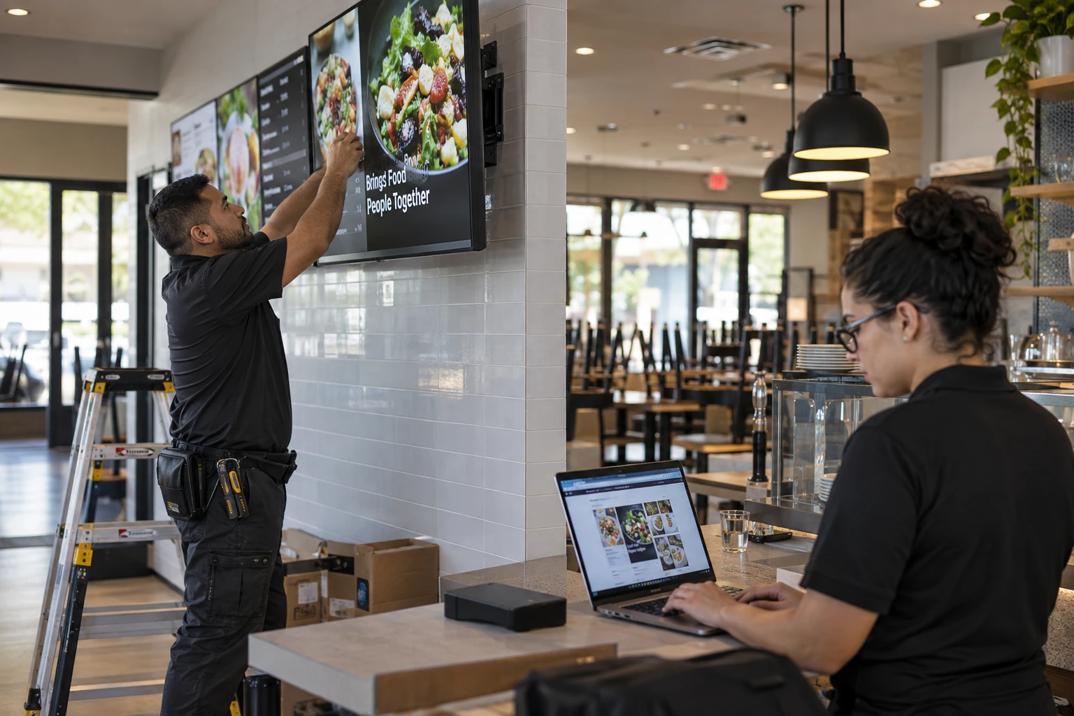 Digital signage installation becoming an ongoing service relationship.