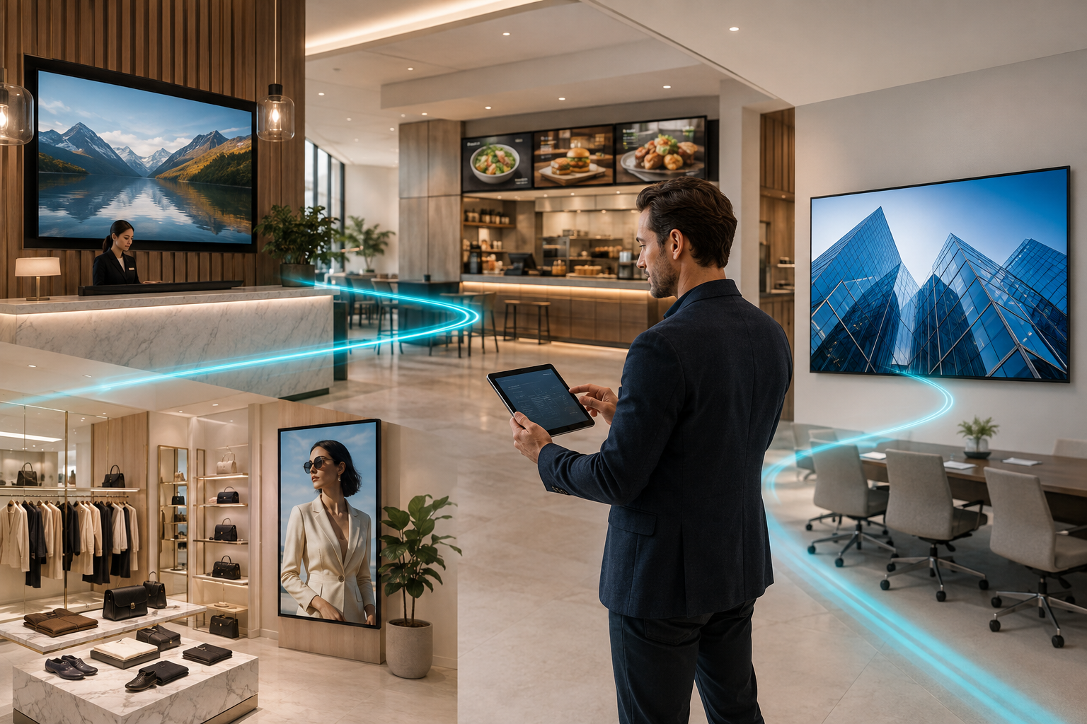 Digital signage partner managing connected displays across hospitality, restaurant, retail and corporate environments